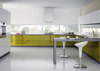 High gloss MDF and acrylic board panels from our supplys: Kitchen: Light green-White